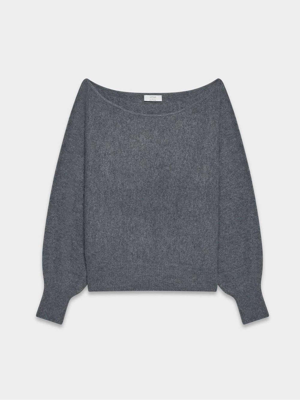 Aritzia Rhoda Spoke Off-the-Shoulder Heather Gray Knit Sweater